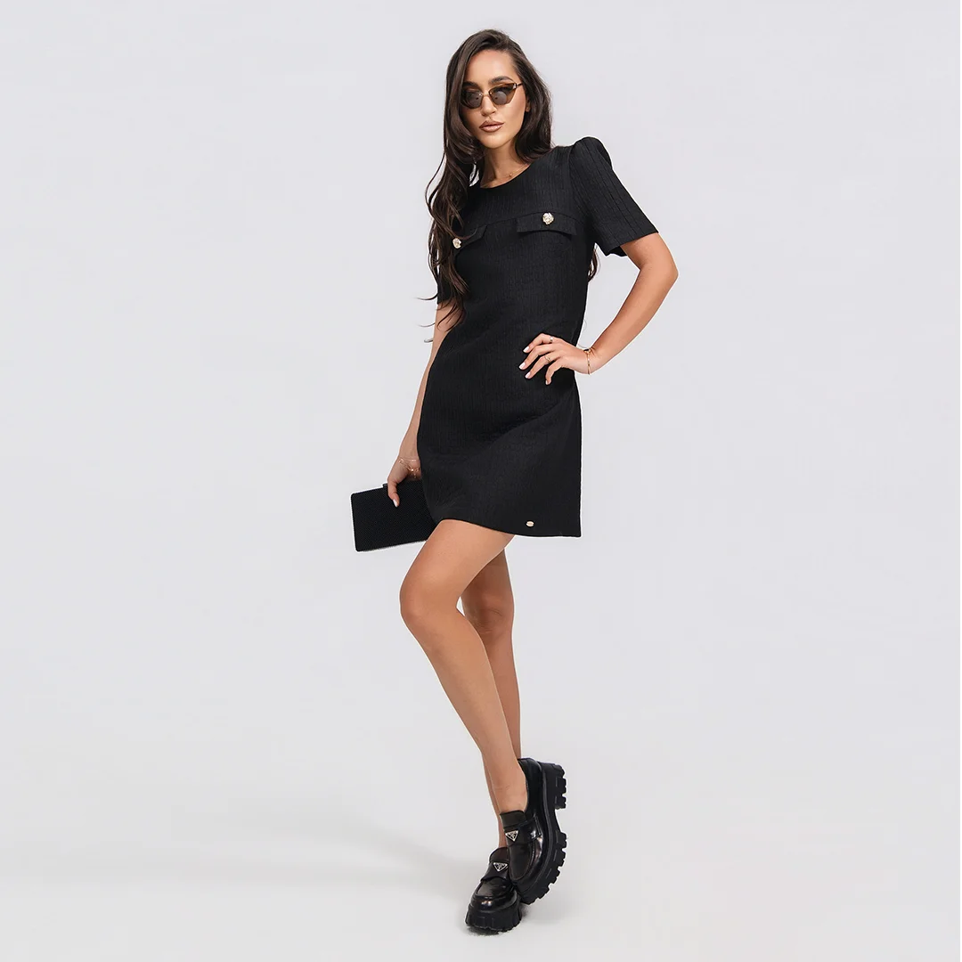 Текстурирана рокля с къс ръкав Junona