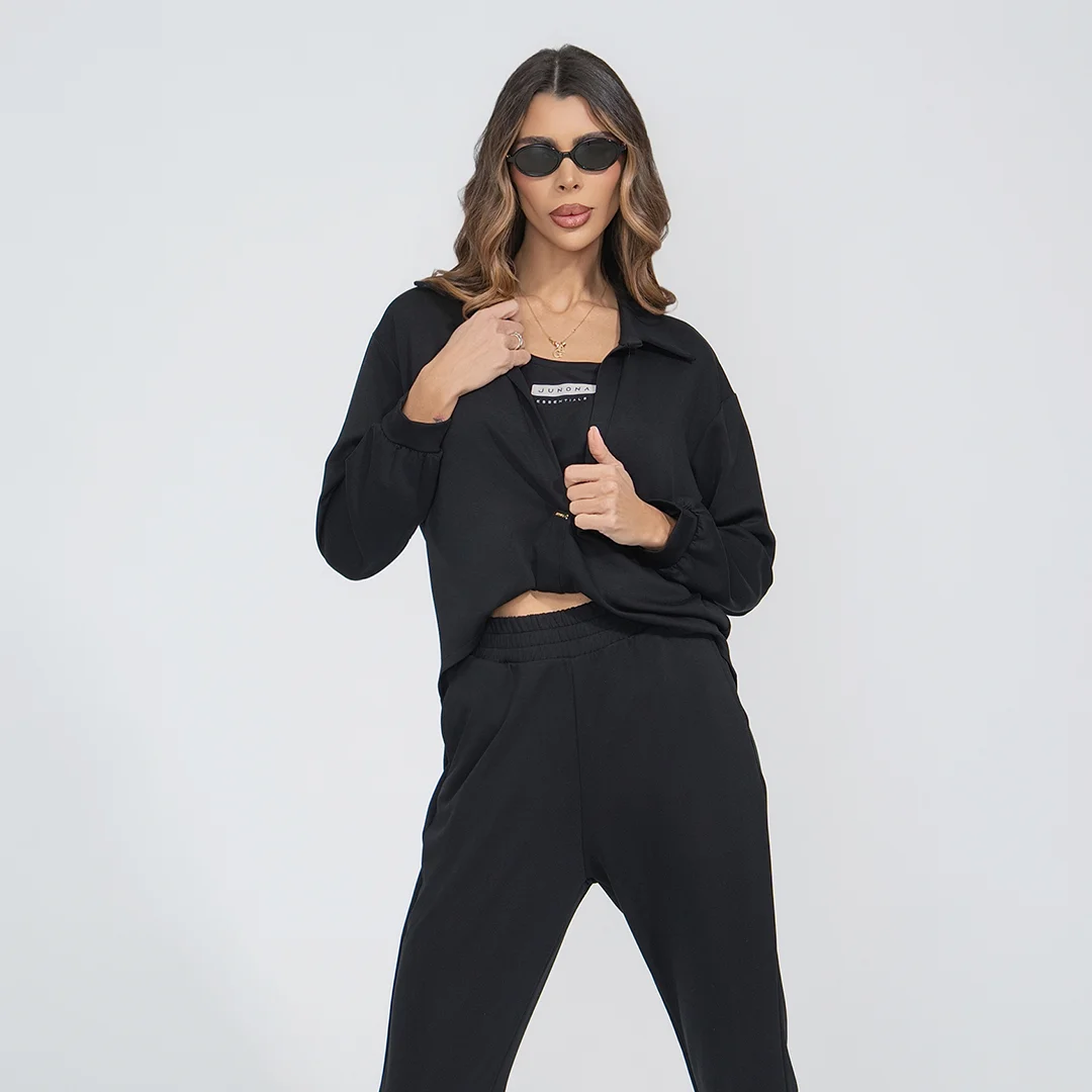 Оувърсайз риза с топ в черен цвят Junona