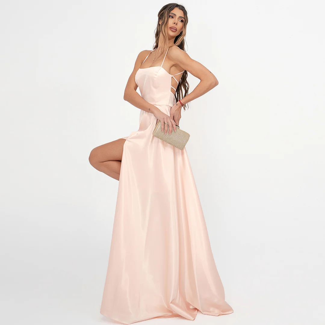 Дълга рокля Junona с изрязан гръб