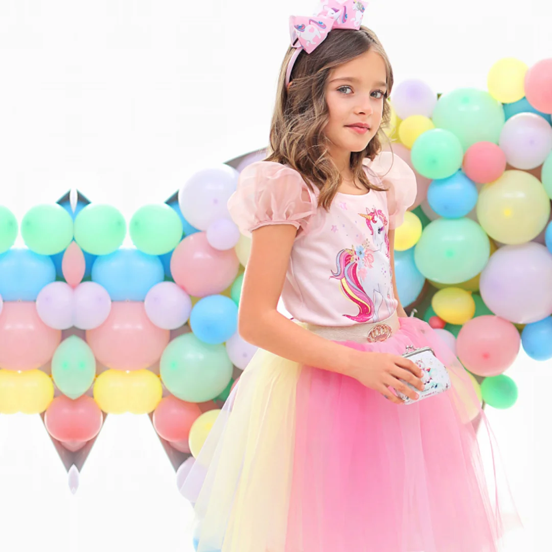 Детска блуза с eднорог с къс прозрачен ръкав