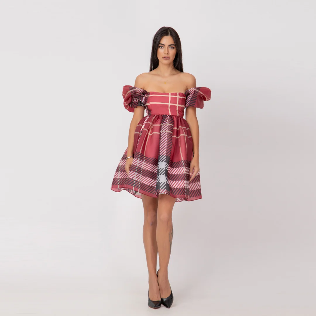 Дамска карирана рокля