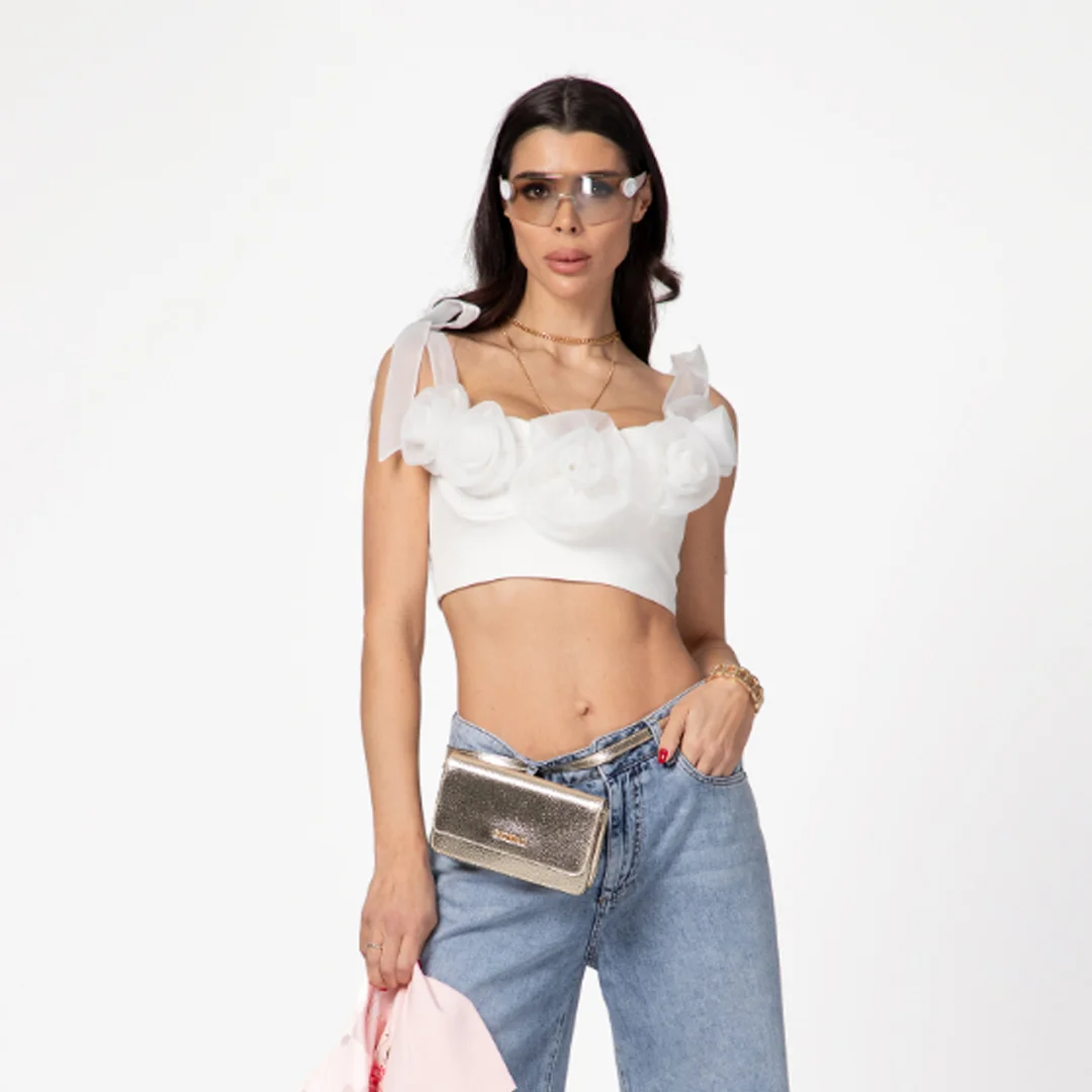 Елегантно бюстие с цветя