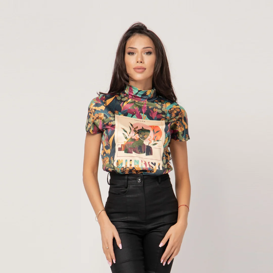 Дамско поло с контрастен принт