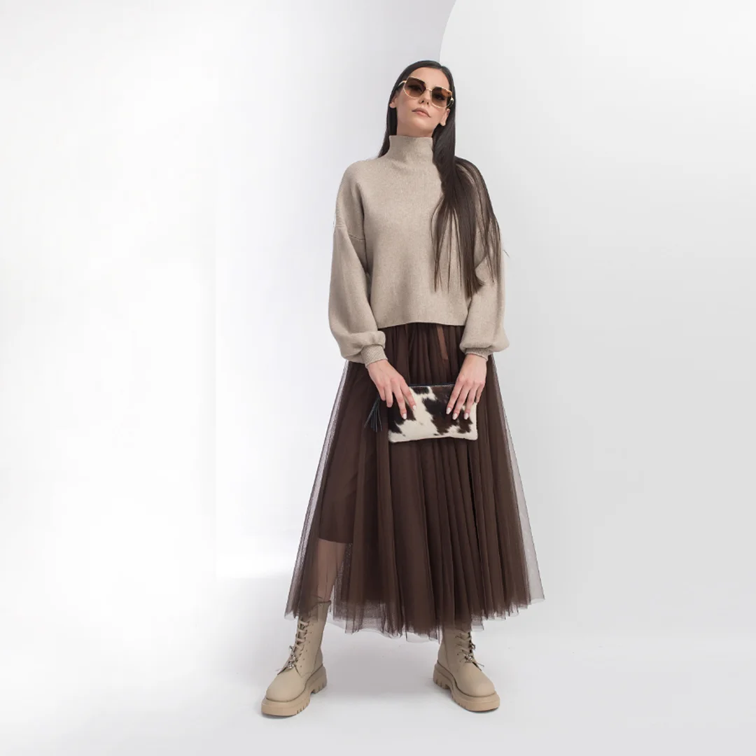 Дълга пола с тюл