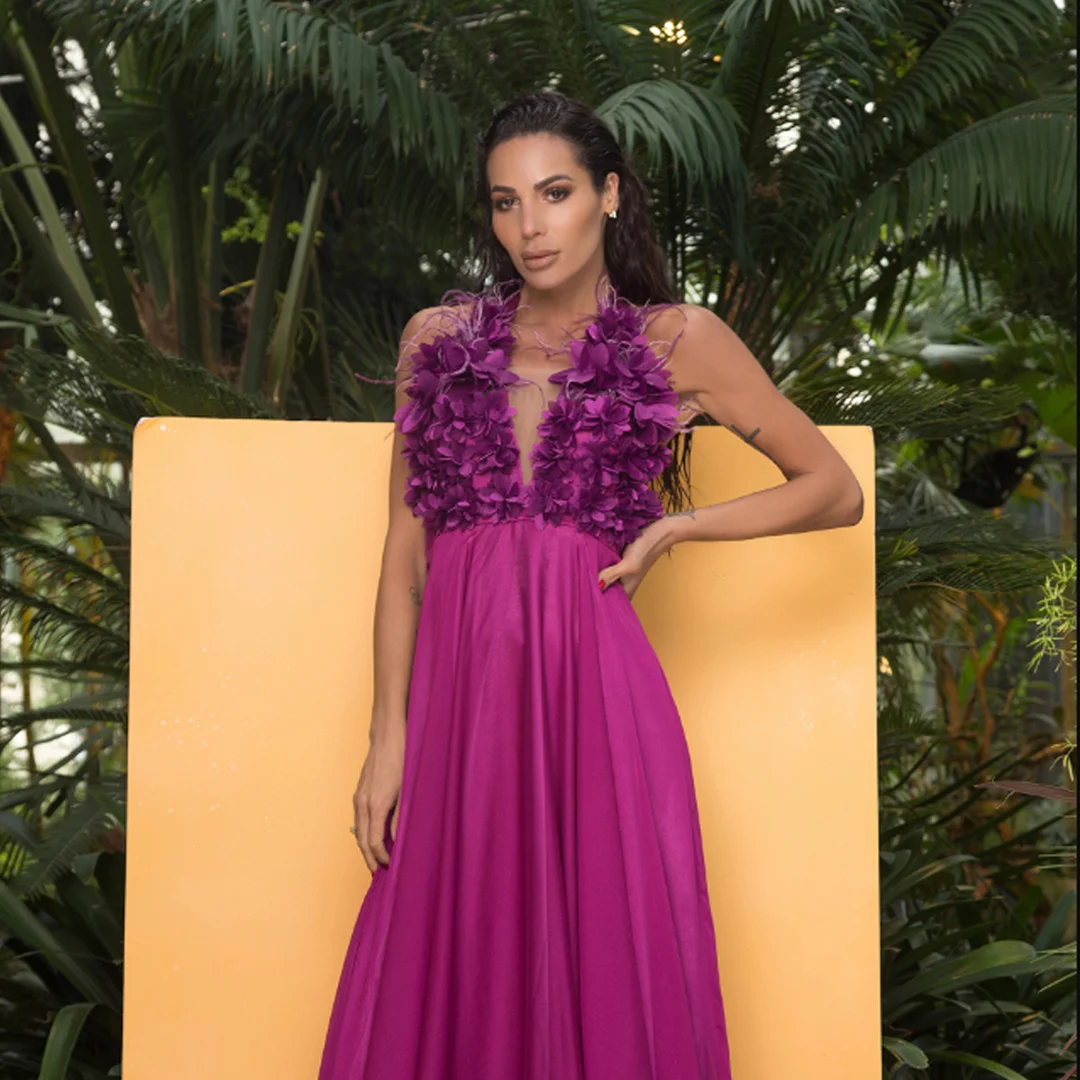 Елегантна рокля purple flower