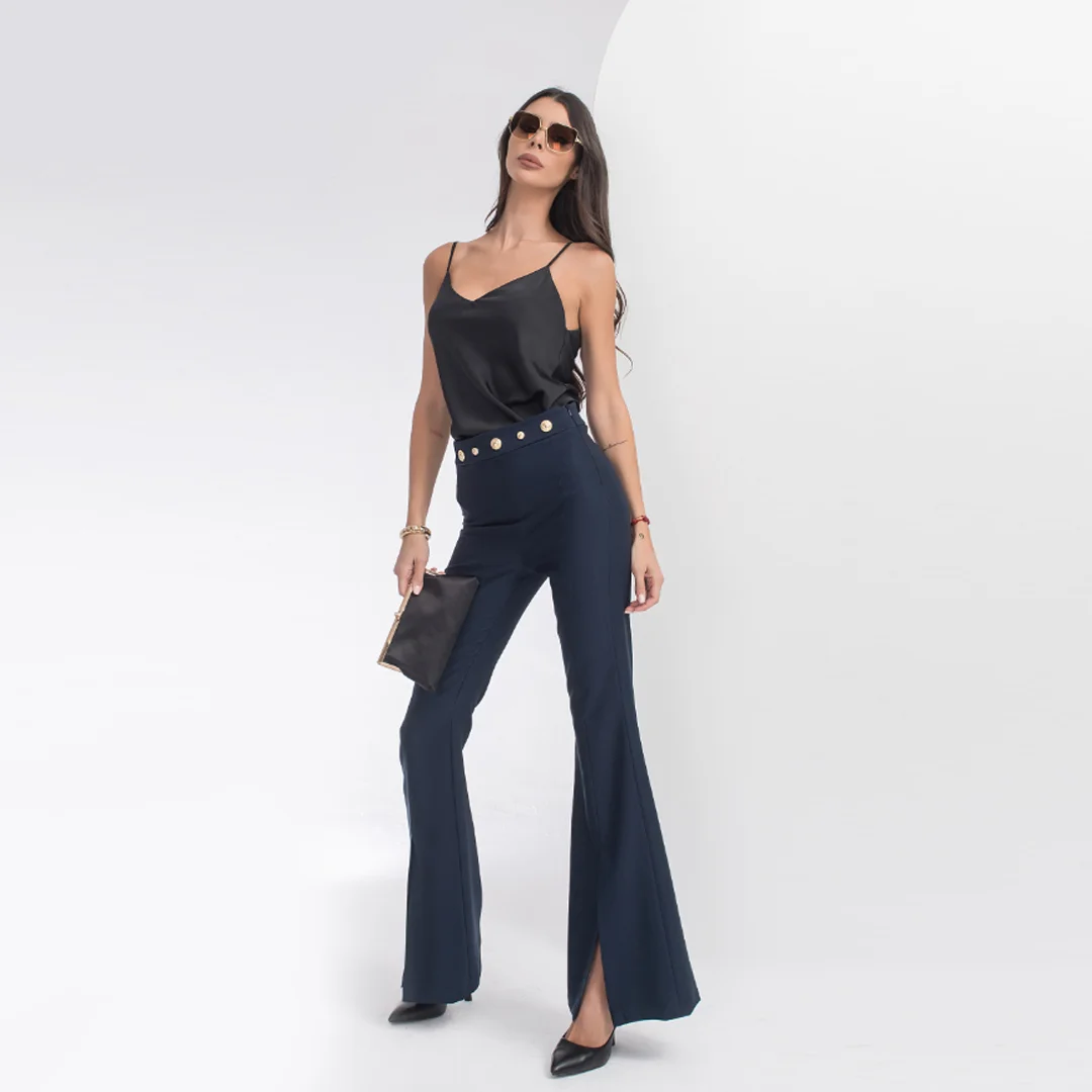 Разкроен панталон с копчета