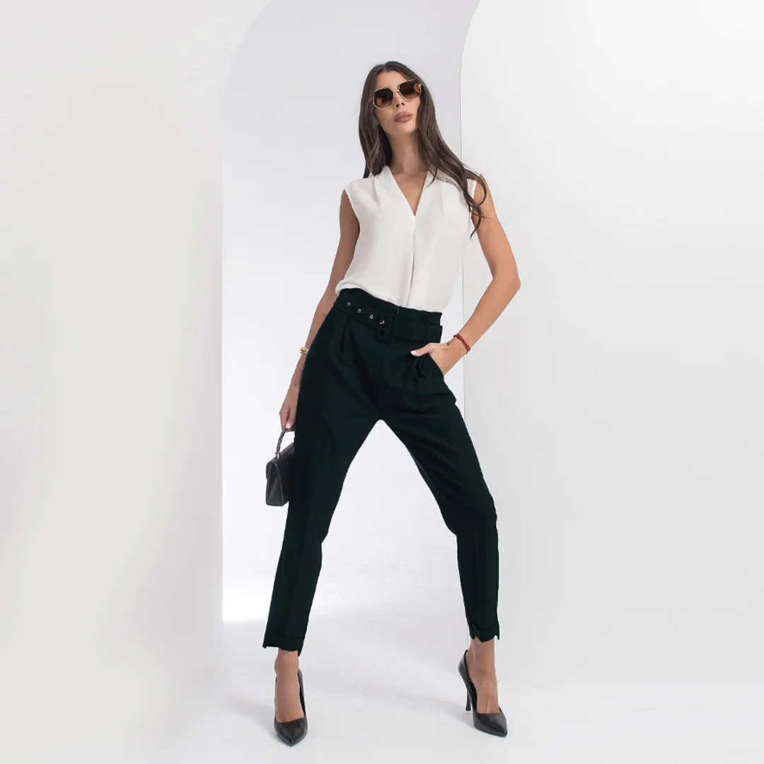 Панталон с висока талия и колан