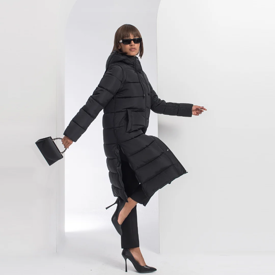 Дълго шушляково яке със свалящи се ръкави