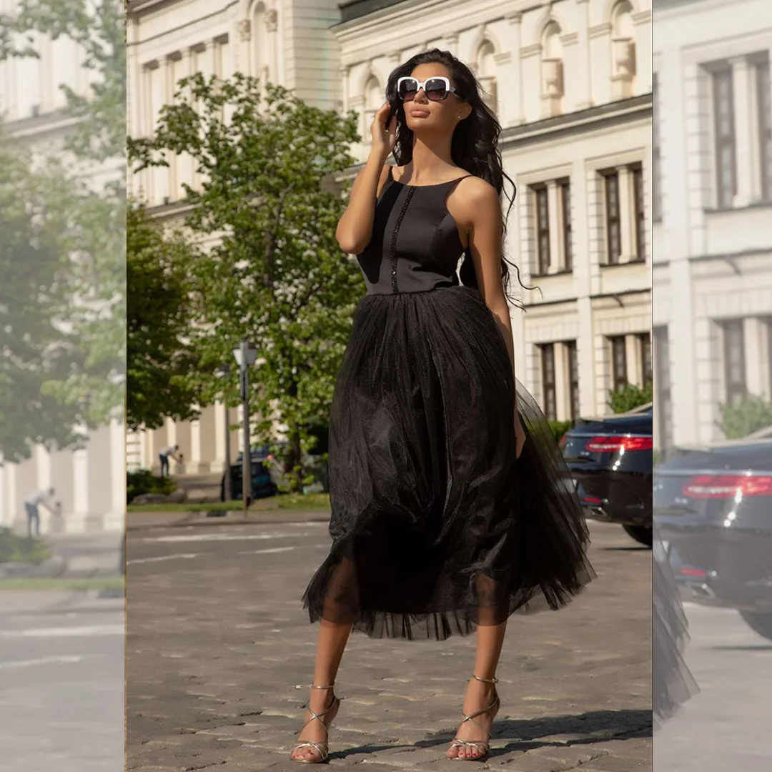 Дълга рокля с тюл