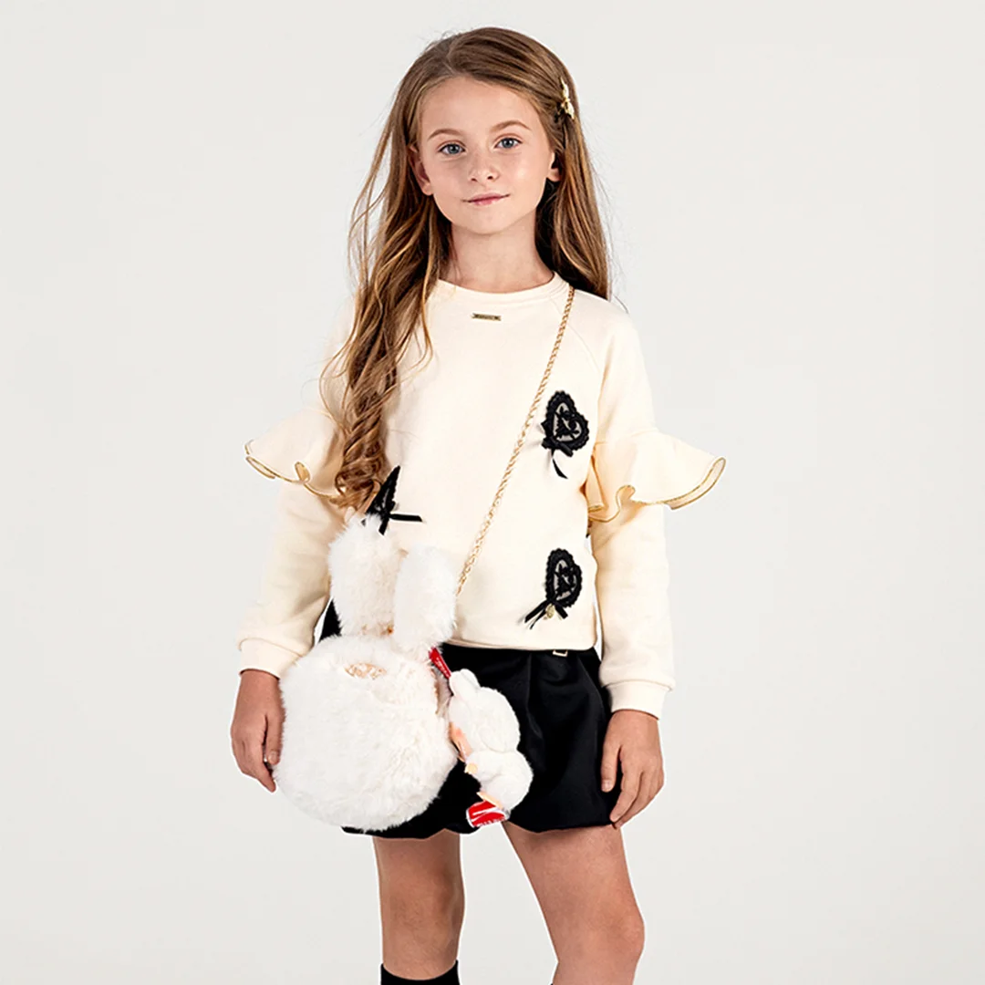 Детски суитшърт с къдри на ръкавите