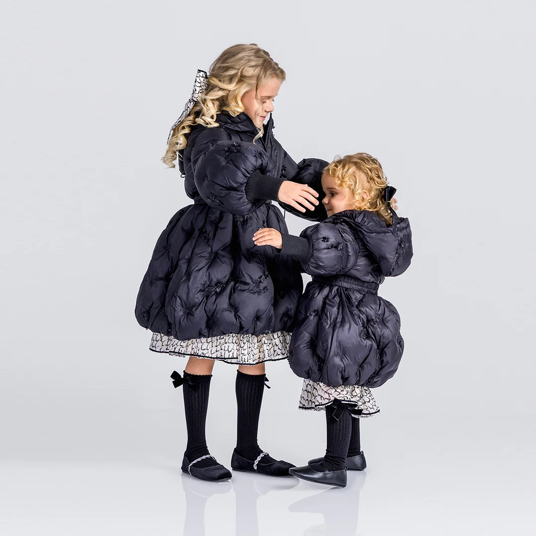 Детско зимно яке с качулка и колан