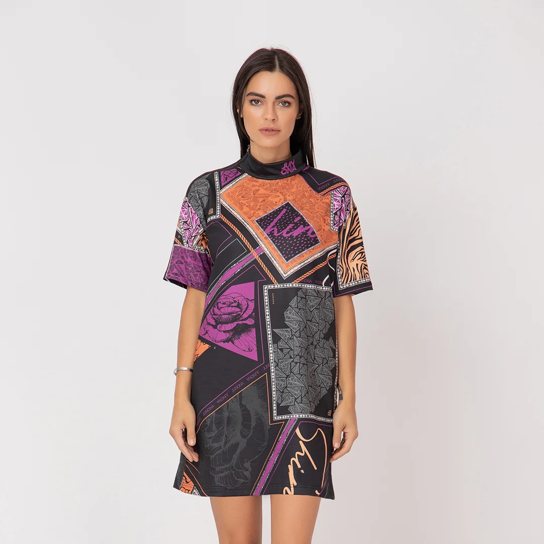 Ежедневна рокля с многоцветен принт