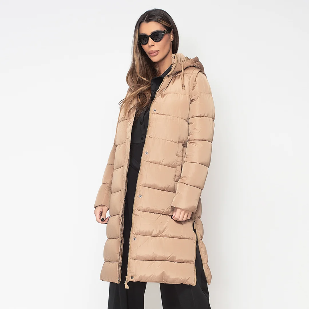 Дълго шушляково яке със свалящи се ръкави