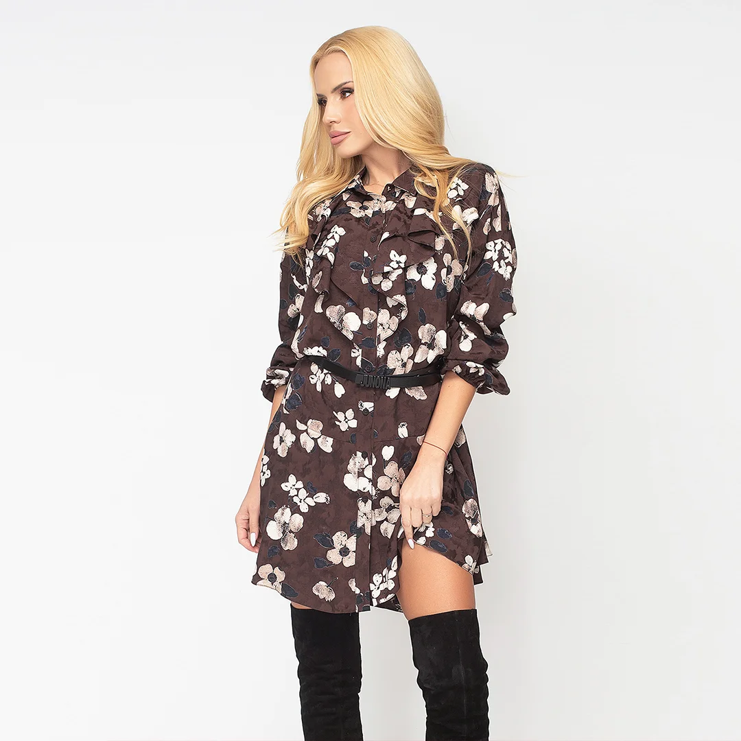 Рокля с волан и жабо