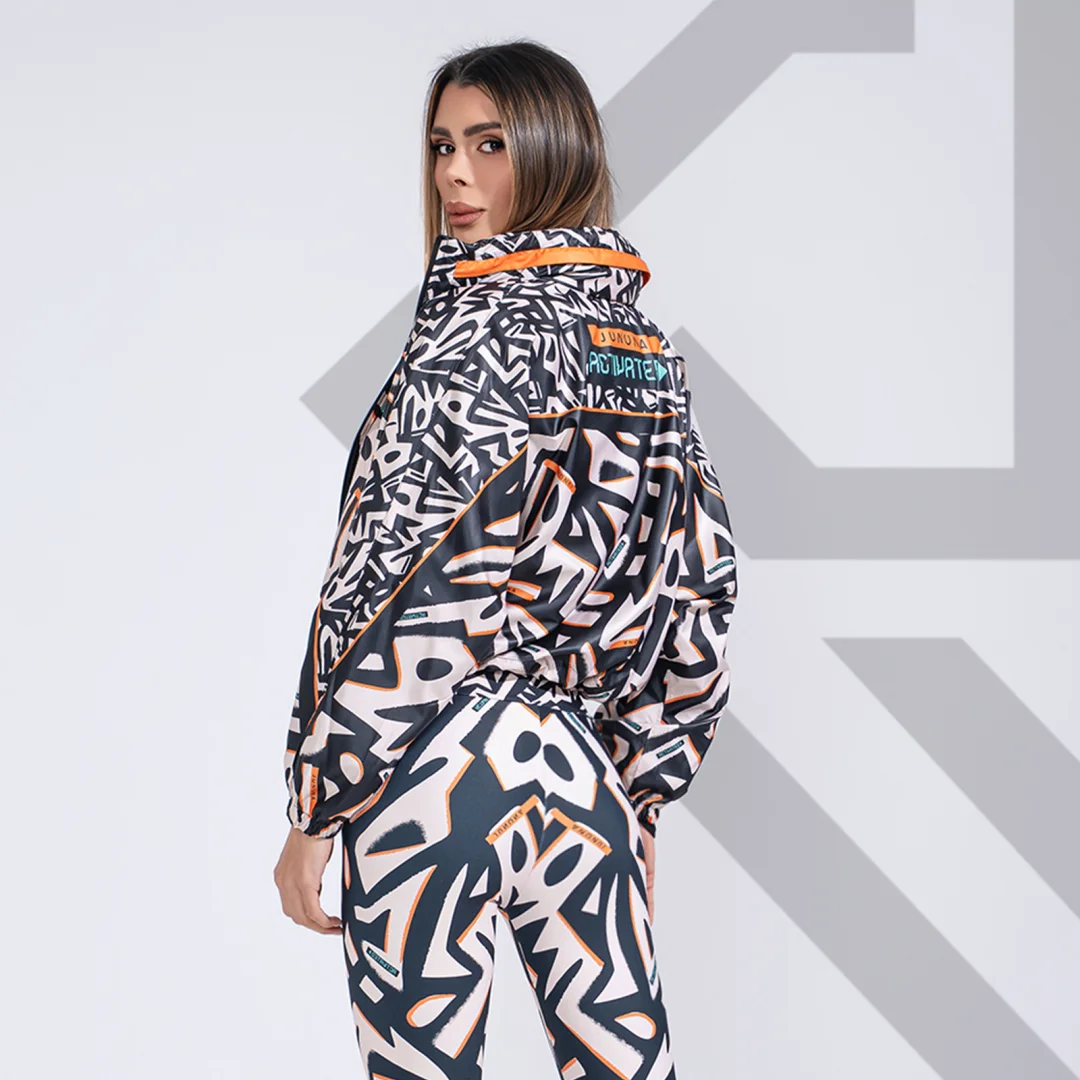 Дамско спортно яке тип ветровка Jfit Beige/Black